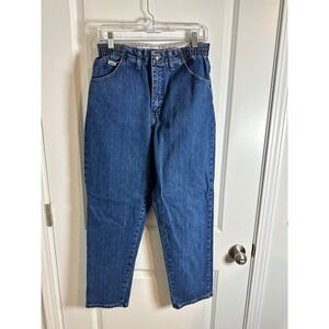 Lee Relaxed Fit Petite Elastic Waist‎ Jeans Women's Size 8S Blue Denim